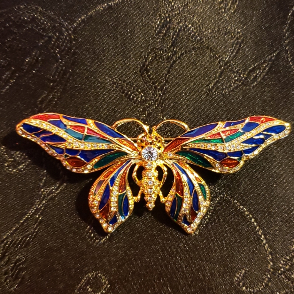 Gorgeous Signed JBK Rhinestone Butterfly Brooch